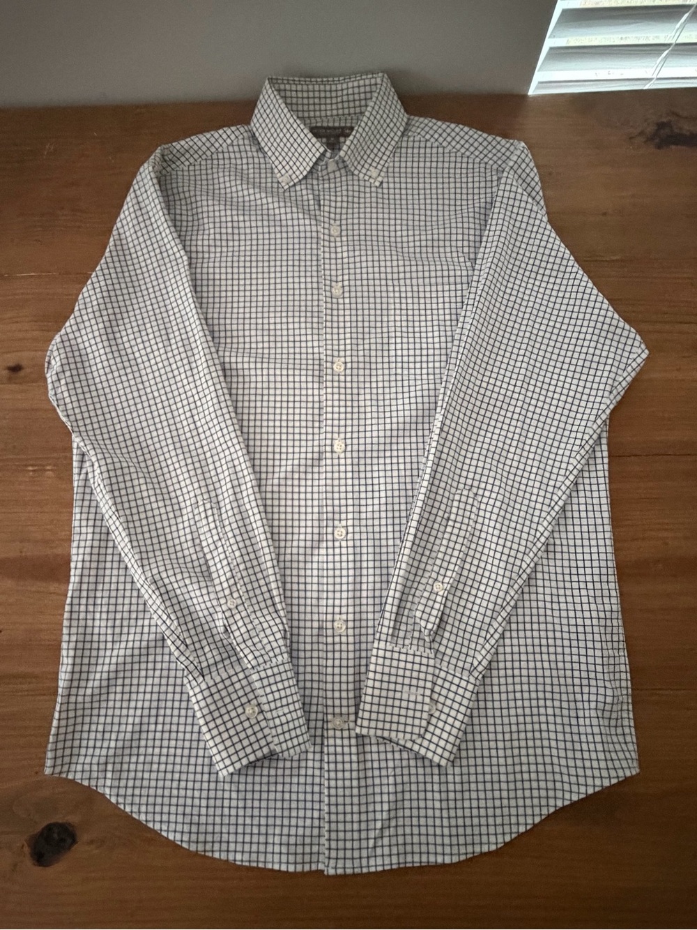 Peter Millar Classic White and Navy Check Men's Button-Up Shirt (Summer Comfort)